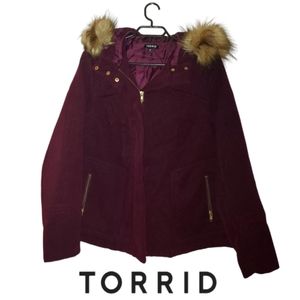 Torrid Burgundy Coat With Fur